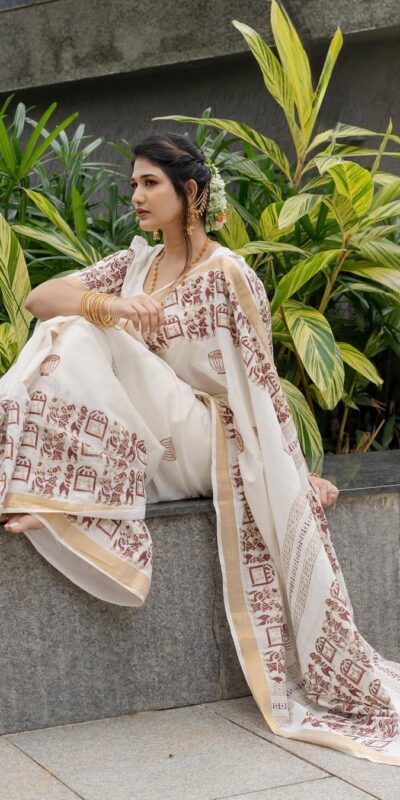 White Soft Linen Cotton With Digital Print Saree | Sarees, Bollywood Sarees, Creative Sarees, Designer Sarees, Embroidered Sarees, Ethnic Saree, Modern Digital sarees, Party Wear Sarees