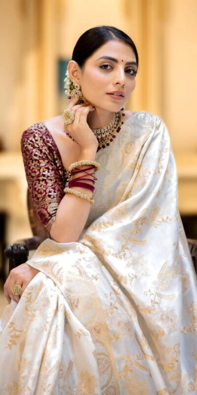 White Soft Litchi Silk All Over Weaving Saree | Sarees, Bollywood Sarees, Creative Sarees, Designer Sarees, Embroidered Sarees, Ethnic Saree, Modern Digital sarees, Party Wear Sarees