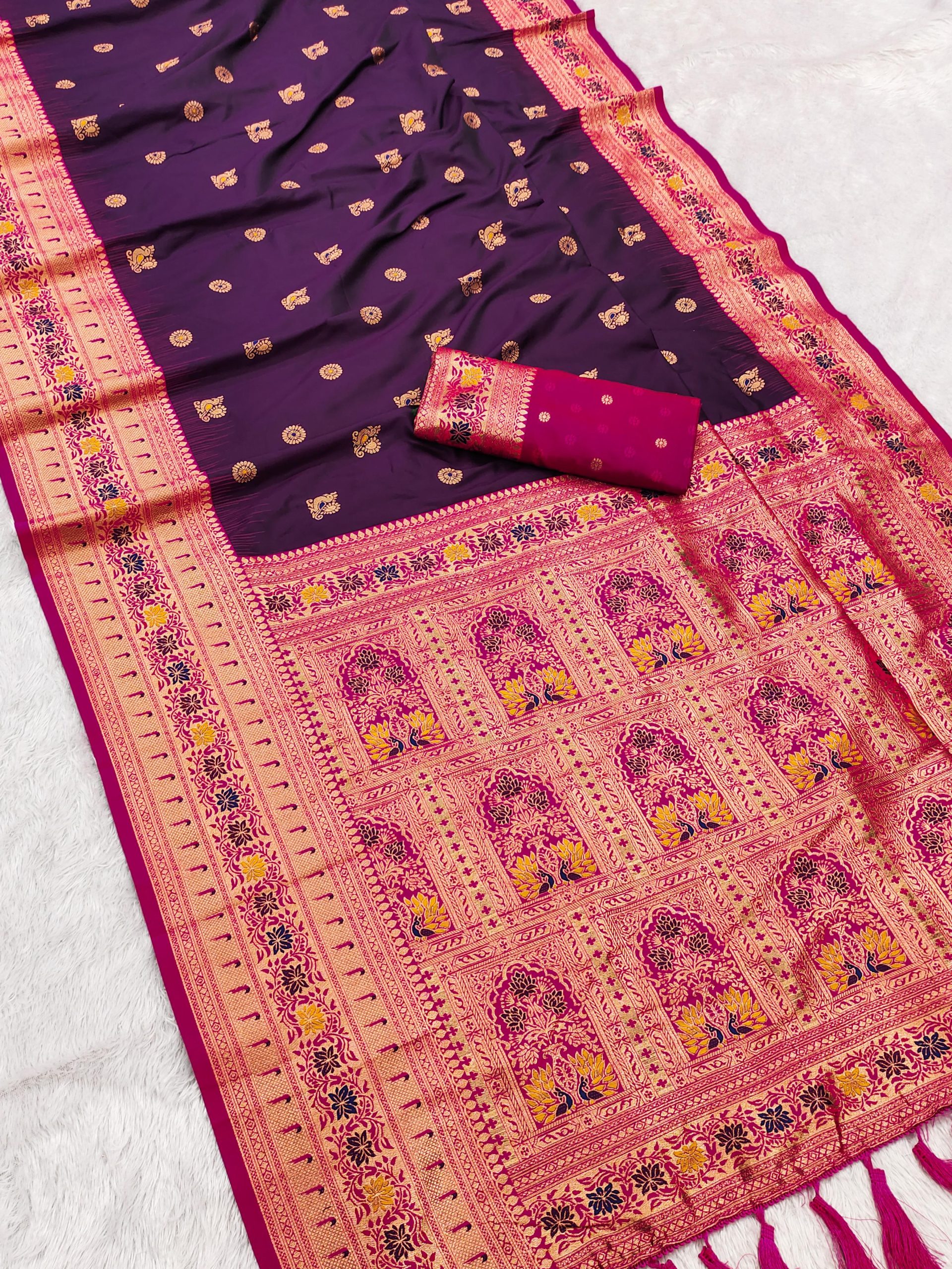 Wine Banarasi Silk Zari Work Saree | Sarees, Bollywood Sarees, Creative Sarees, Designer Sarees, Embroidered Sarees, Ethnic Saree, Modern Digital sarees, Party Wear Sarees