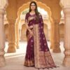Wine Banarasi Zari Lace Work Saree | Sarees, Bollywood Sarees, Creative Sarees, Designer Sarees, Embroidered Sarees, Ethnic Saree, Modern Digital sarees, Party Wear Sarees