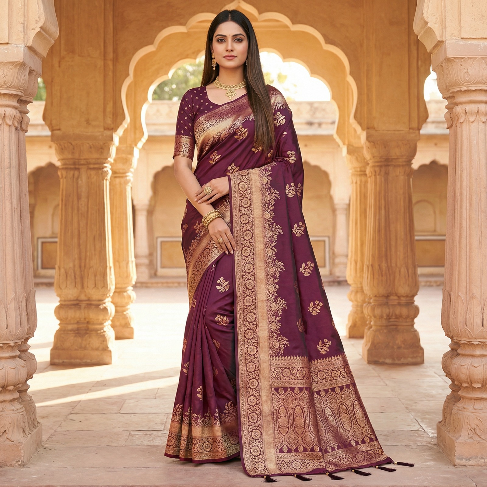Wine Banarasi Zari Lace Work Saree | Sarees, Bollywood Sarees, Creative Sarees, Designer Sarees, Embroidered Sarees, Ethnic Saree, Modern Digital sarees, Party Wear Sarees