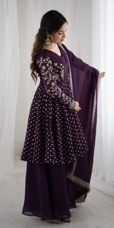 Wine Crunchy Silk Embroidery Work Salwar Suit | Jump Suits, Salwar suit, Casual Suits, Creative suits, Designer Suits, Palazzo Suits, Party Wear Suits, Patiala Suits, Straight Suits
