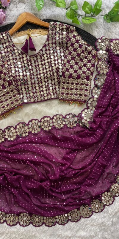 Wine Georgette Sequence Work Saree | Sarees, Bollywood Sarees, Creative Sarees, Designer Sarees, Embroidered Sarees, Ethnic Saree, Modern Digital sarees, Party Wear Sarees