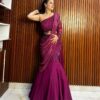 Wine Georgette Thread Sequence Lehenga Saree | Lehenga, Bollywood Lehenga, Creative Lehenga, Designer Lehenga, Embroidered Lehenga, Party Wear Lehenga