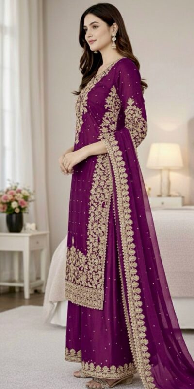 Wine Organza Silk Embroidery Work Salwar Suit | Jump Suits, Salwar suit, Casual Suits, Creative suits, Designer Suits, Palazzo Suits, Party Wear Suits, Patiala Suits, Straight Suits