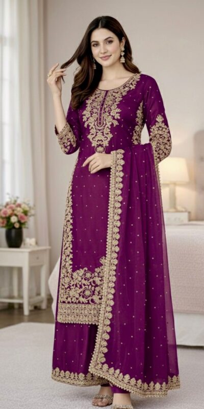 Wine Organza Silk Embroidery Work Salwar Suit | Jump Suits, Salwar suit, Casual Suits, Creative suits, Designer Suits, Palazzo Suits, Party Wear Suits, Patiala Suits, Straight Suits