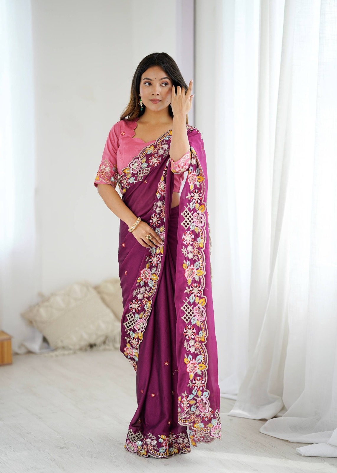 Wine Premium Noha Crush Sequins Work Saree | Sarees, Bollywood Sarees, Creative Sarees, Designer Sarees, Embroidered Sarees, Ethnic Saree, Modern Digital sarees, Party Wear Sarees