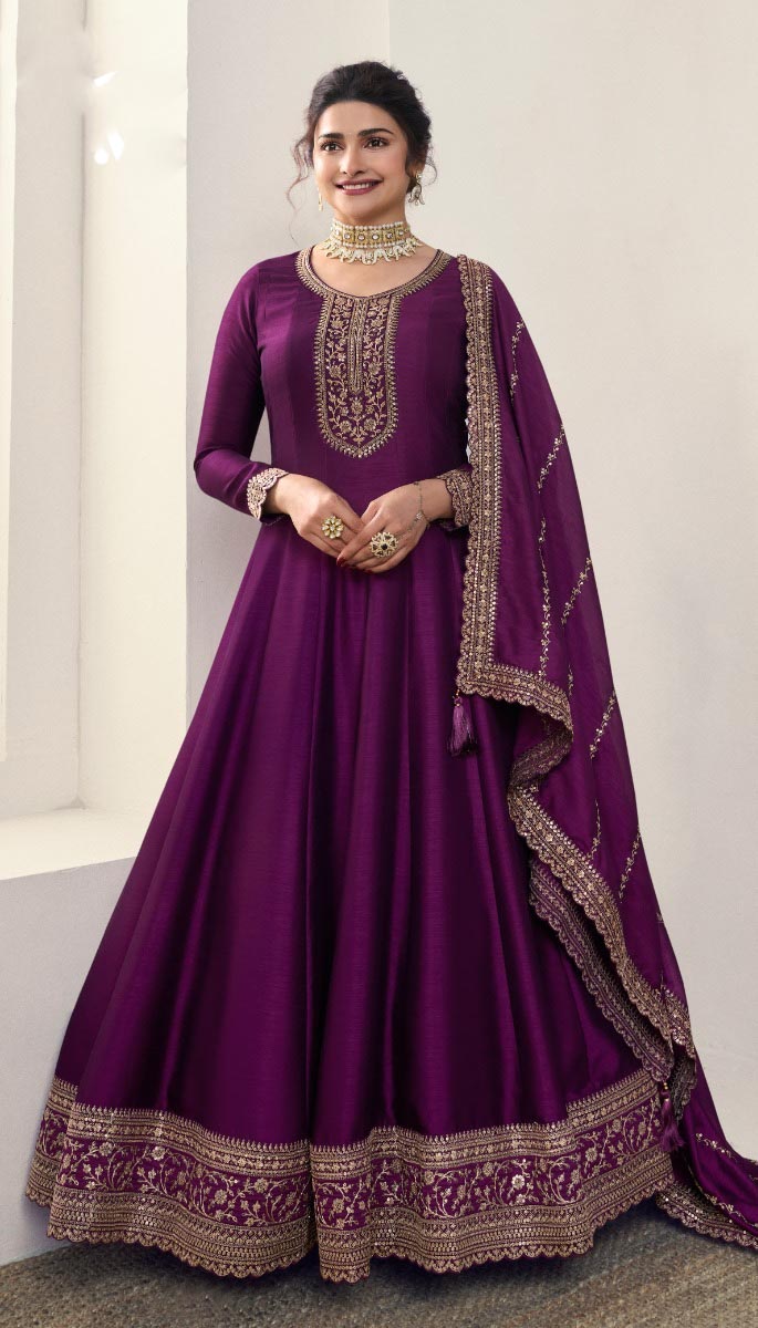 Wine Silk Georgette with Embroidery Work Anarkal Suit | Anarkali Suits, Bollywood Anarkali, Creative-Anarkali, Designer Anarkali, Embroidered Anarkali, Party Wear Anarkali