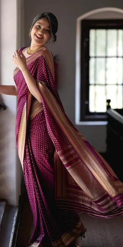 Wine Soft Lichi Silk Jacquard Border Saree | Sarees, Bollywood Sarees, Creative Sarees, Designer Sarees, Embroidered Sarees, Ethnic Saree, Modern Digital sarees, Party Wear Sarees