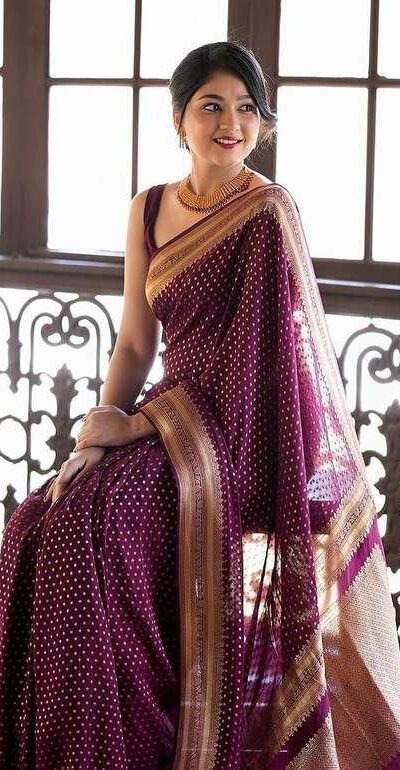 Wine Soft Lichi Silk Jacquard Border Saree | Sarees, Bollywood Sarees, Creative Sarees, Designer Sarees, Embroidered Sarees, Ethnic Saree, Modern Digital sarees, Party Wear Sarees