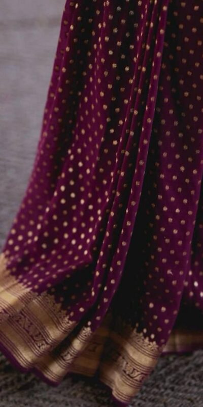 Wine Soft Lichi Silk Jacquard Border Saree | Sarees, Bollywood Sarees, Creative Sarees, Designer Sarees, Embroidered Sarees, Ethnic Saree, Modern Digital sarees, Party Wear Sarees