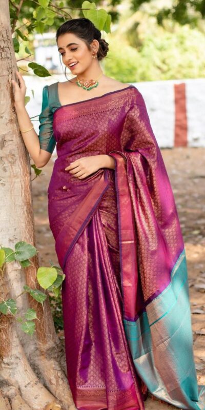 Wine Soft Lichi Silk Jacquard Work Border Saree | Sarees, Bollywood Sarees, Creative Sarees, Designer Sarees, Embroidered Sarees, Ethnic Saree, Modern Digital sarees, Party Wear Sarees