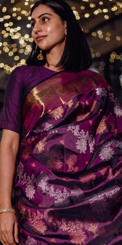Wine Soft Lichi Silk On All Over Border Saree | Sarees, Bollywood Sarees, Creative Sarees, Designer Sarees, Embroidered Sarees, Ethnic Saree, Modern Digital sarees, Party Wear Sarees