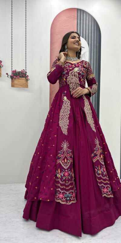 Wine Vichitra Sequence Work Lehenga Choli | Lehenga, Bollywood Lehenga, Creative Lehenga, Designer Lehenga, Embroidered Lehenga, Party Wear Lehenga
