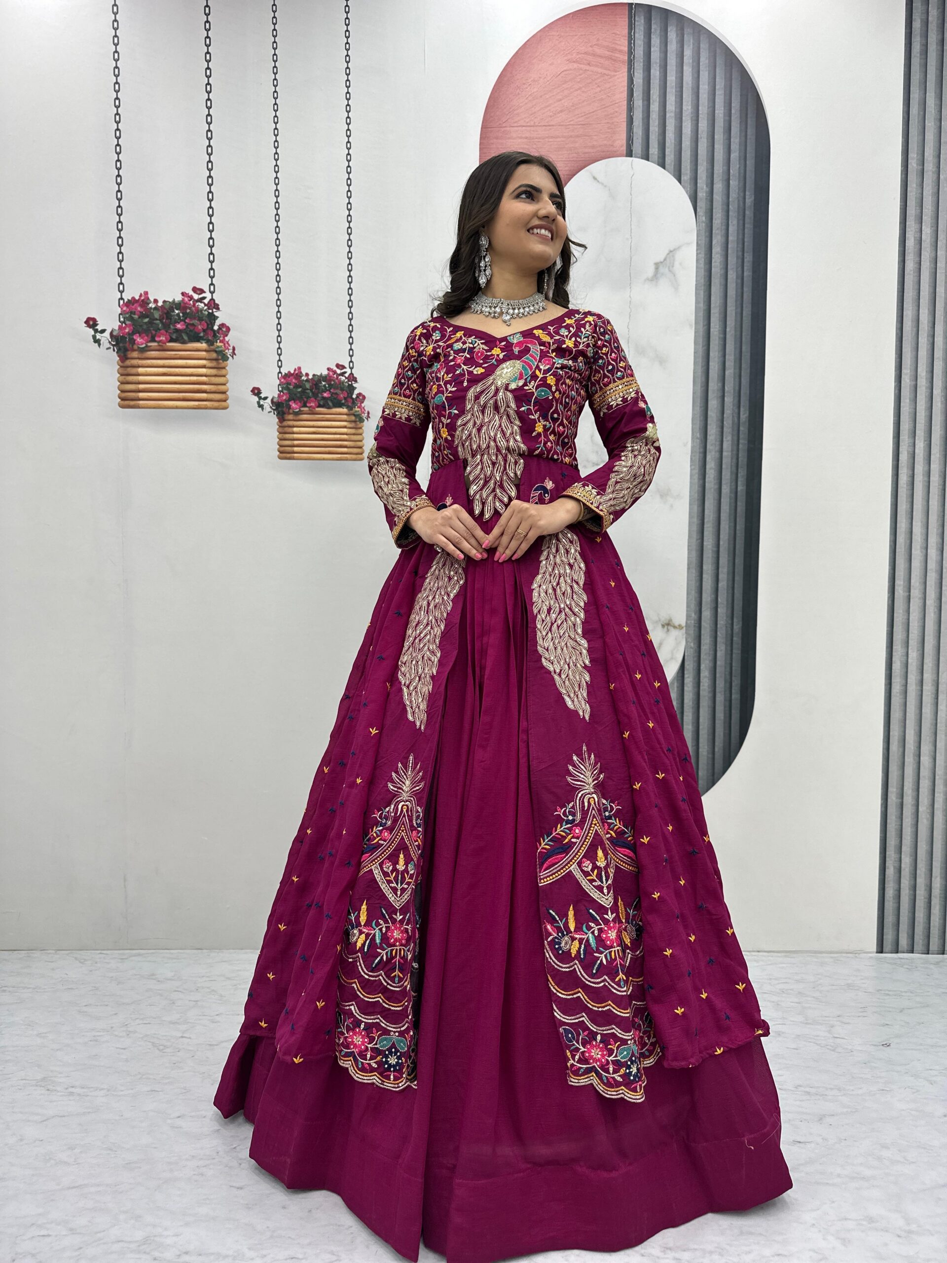 Wine Vichitra Sequence Work Lehenga Choli | Lehenga, Bollywood Lehenga, Creative Lehenga, Designer Lehenga, Embroidered Lehenga, Party Wear Lehenga