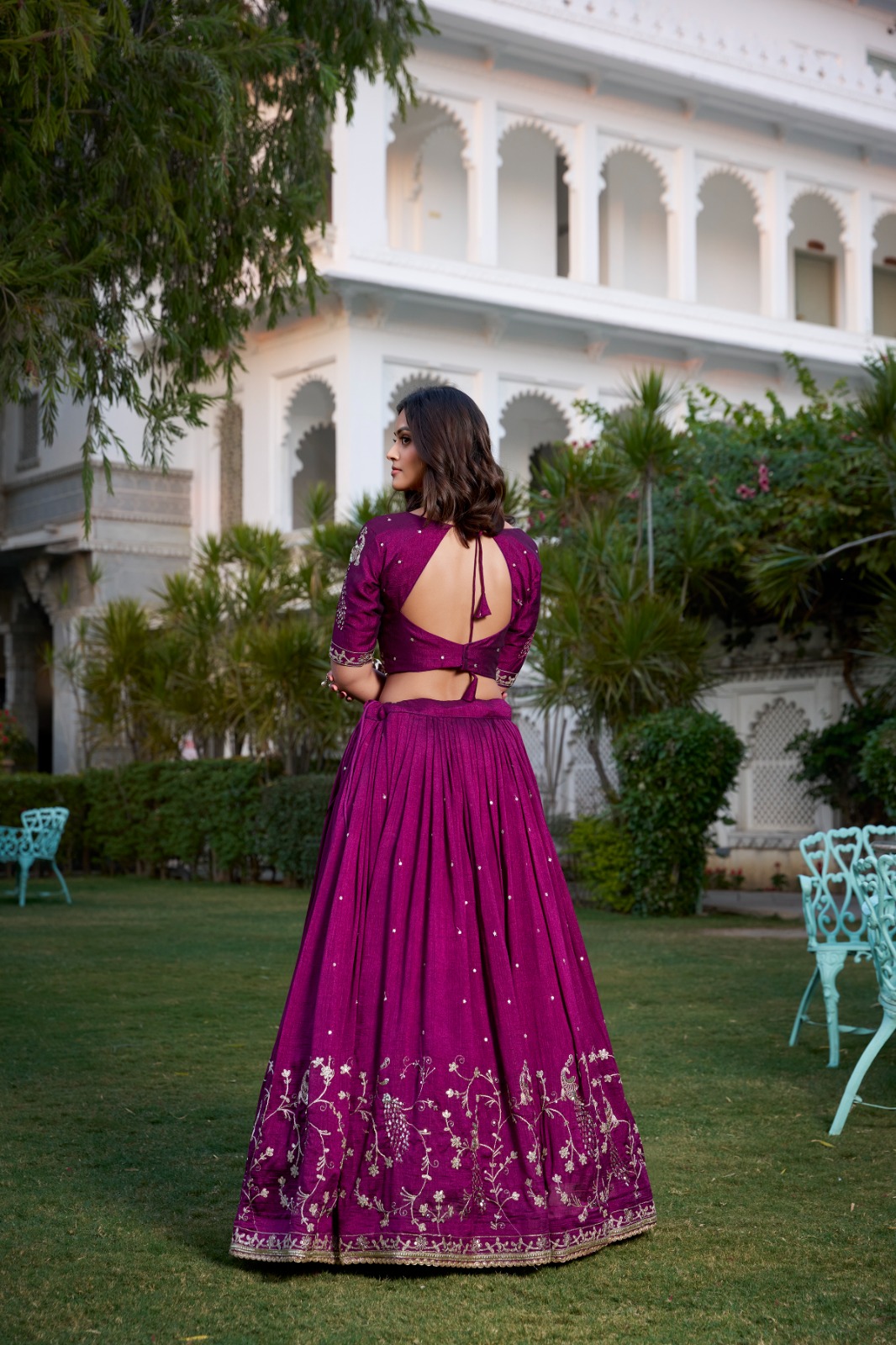 Wine Vichitra Silk Work Embroidery Lehenga Choli | Lehenga, Bollywood Lehenga, Creative Lehenga, Designer Lehenga, Embroidered Lehenga, Party Wear Lehenga