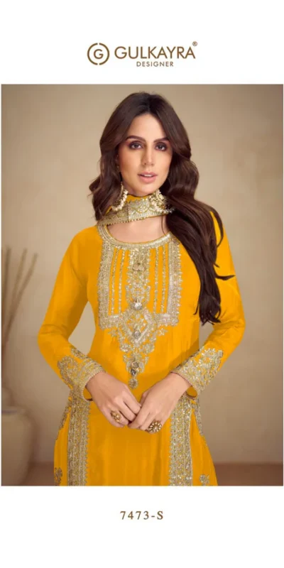 Yellow Chinon Multi Embroidery Work Salwar Suit | Jump Suits, Tops & Bottoms, Track Suits, Salwar suit, Casual Suits, Creative suits, Designer Suits, Palazzo Suits, Party Wear Suits, Patiala Suits, Straight Suits, Trendy Wear