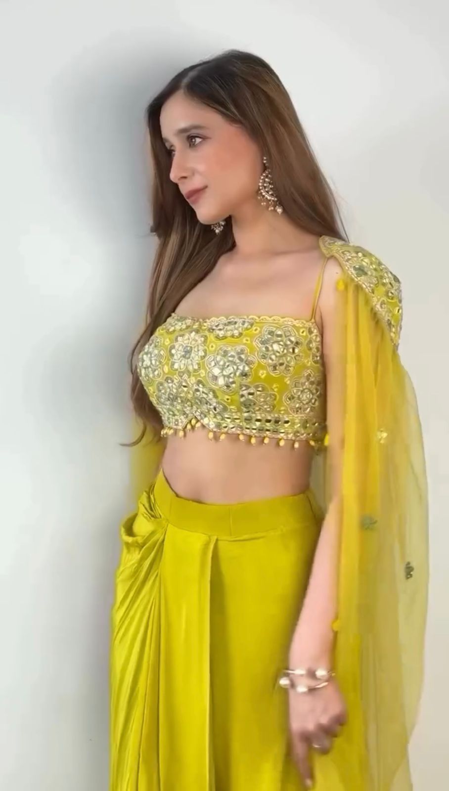 Yellow Chinon Silk Thread With 9mm Sequence Dhoti Suit | Jump Suits, Tops & Bottoms, Track Suits, Salwar suit, Casual Suits, Creative suits, Designer Suits, Palazzo Suits, Party Wear Suits, Patiala Suits, Straight Suits, Trendy Wear