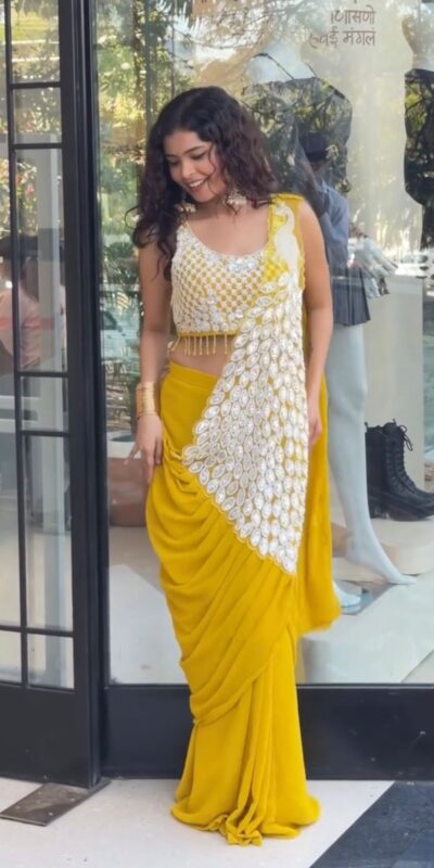 Yellow Faux Georgette Embroidery Sequins Work Saree | Sarees, Bollywood Sarees, Creative Sarees, Designer Sarees, Embroidered Sarees, Ethnic Saree, Modern Digital sarees, Party Wear Sarees