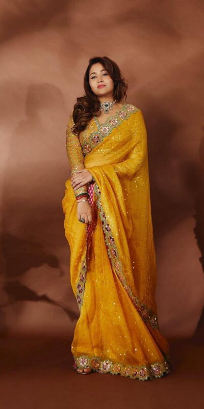 Yellow Faux Georgette Sequence Mirror Work Saree | Sarees, Bollywood Sarees, Creative Sarees, Designer Sarees, Embroidered Sarees, Ethnic Saree, Modern Digital sarees, Party Wear Sarees