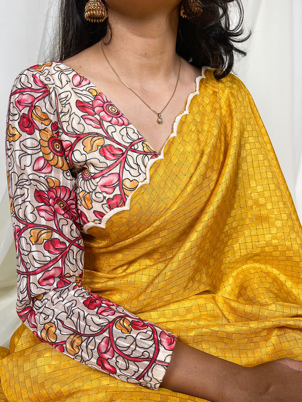Yellow Gadwall Chex Arce Work Saree | Sarees, Bollywood Sarees, Creative Sarees, Designer Sarees, Embroidered Sarees, Ethnic Saree, Modern Digital sarees, Party Wear Sarees