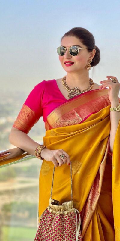 Yellow Lichi Silk Lace Border Saree | Sarees, Bollywood Sarees, Creative Sarees, Designer Sarees, Embroidered Sarees, Ethnic Saree, Modern Digital sarees, Party Wear Sarees