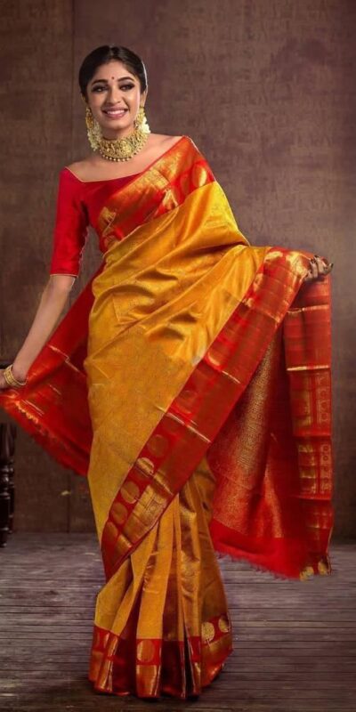 Yellow Lichi Silk With Jacquard Lace Work Saree | Sarees, Bollywood Sarees, Creative Sarees, Designer Sarees, Embroidered Sarees, Ethnic Saree, Modern Digital sarees, Party Wear Sarees