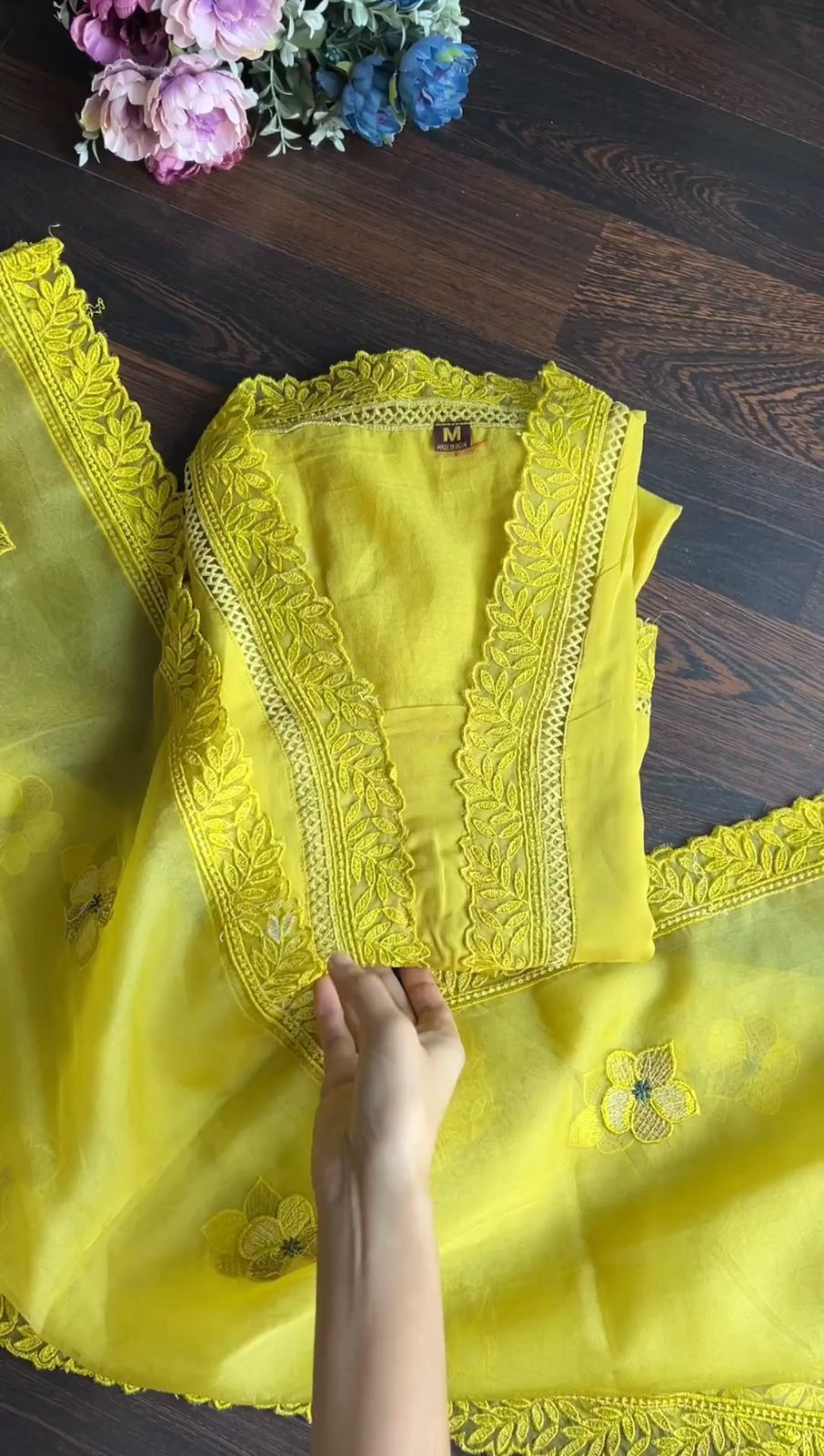 Yellow Maslin Thread Border Salwar Suit | Kurti, Bollywood Kurti, Creative Kurtis, Designer Kurti, Party Wear Kurti, Selfie Kurti