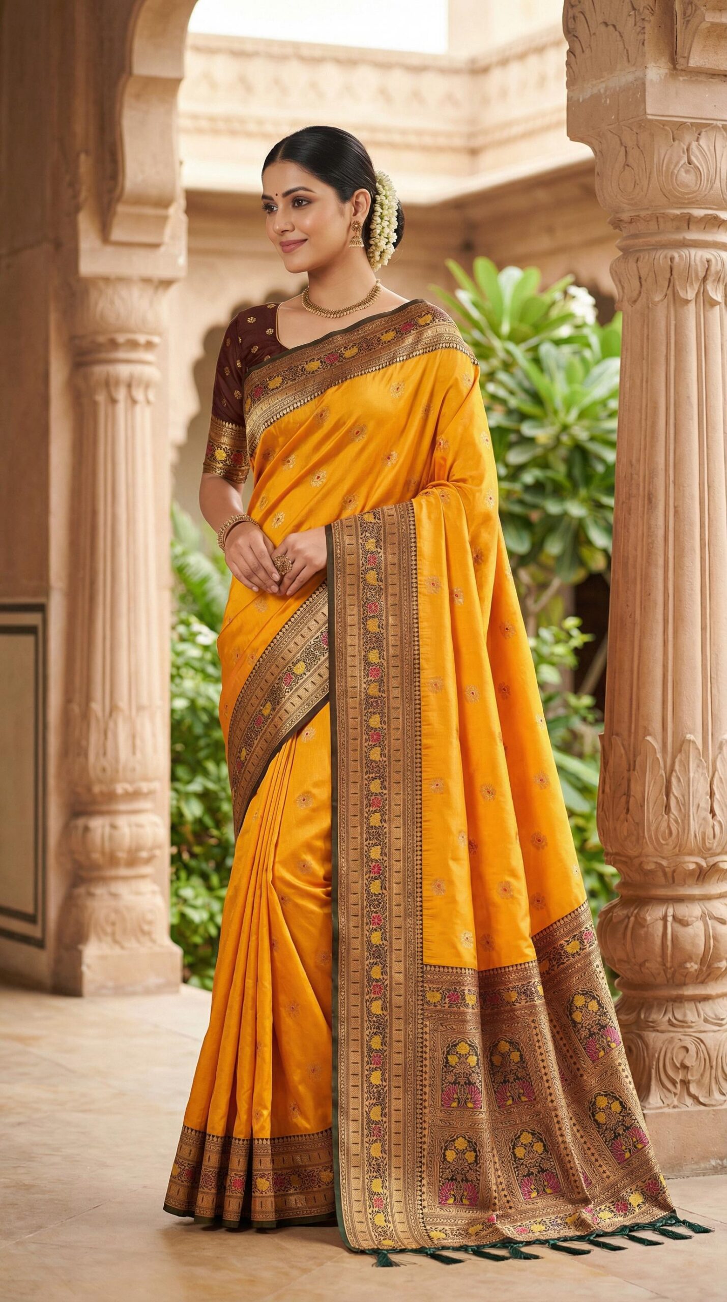 Yellow Meenakari Lace Zari Work Saree | Sarees, Bollywood Sarees, Creative Sarees, Designer Sarees, Embroidered Sarees, Ethnic Saree, Modern Digital sarees, Party Wear Sarees