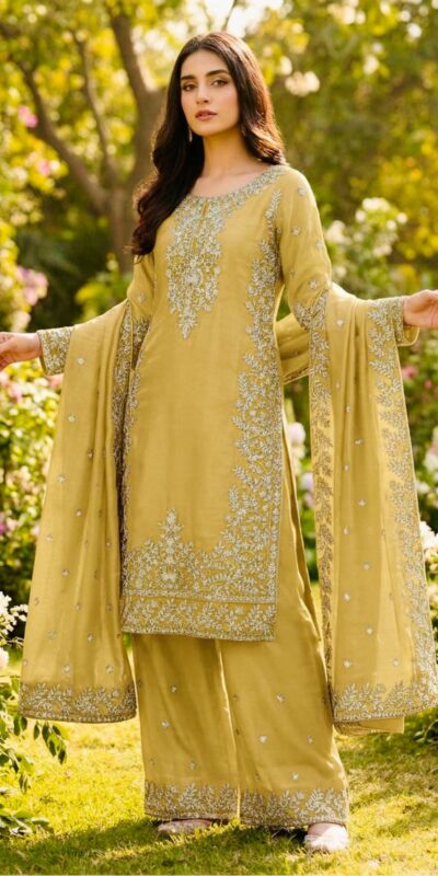 Yellow Organza Silk With Sequence Work Salwar Suit | Jump Suits, Salwar suit, Casual Suits, Creative suits, Designer Suits, Palazzo Suits, Party Wear Suits, Patiala Suits, Straight Suits