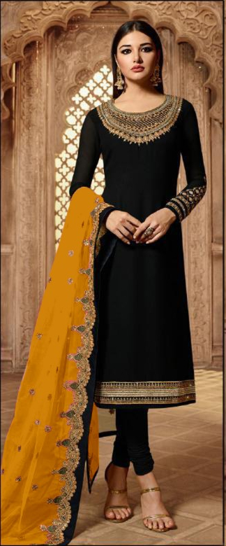 Yellow Satin Georgette Stone Work Salwar Suit | Jump Suits, Salwar suit, Casual Suits, Creative suits, Designer Suits, Palazzo Suits, Party Wear Suits, Patiala Suits, Straight Suits