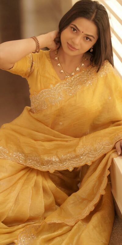 Yellow Soft Gold Crush Embroidery Work Saree | Sarees, Bollywood Sarees, Creative Sarees, Designer Sarees, Embroidered Sarees, Ethnic Saree, Modern Digital sarees, Party Wear Sarees