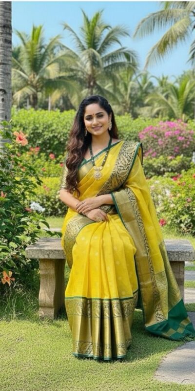 Yellow Soft Lichi Silk Lace Work Border Saree | Sarees, Bollywood Sarees, Creative Sarees, Designer Sarees, Embroidered Sarees, Ethnic Saree, Modern Digital sarees, Party Wear Sarees