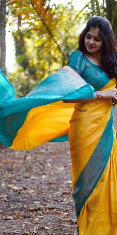 Yellow Soft Lichi Silk With All Over Saree | Sarees, Bollywood Sarees, Creative Sarees, Designer Sarees, Embroidered Sarees, Ethnic Saree, Modern Digital sarees, Party Wear Sarees