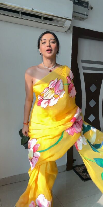 Yellow Soft Organza Silk Ready To Wear Saree | Sarees, Bollywood Sarees, Creative Sarees, Designer Sarees, Embroidered Sarees, Ethnic Saree, Modern Digital sarees, Party Wear Sarees