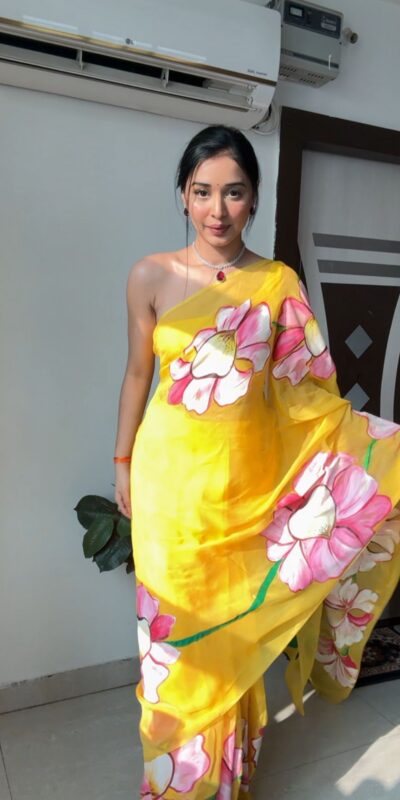 Yellow Soft Organza Silk Ready To Wear Saree | Sarees, Bollywood Sarees, Creative Sarees, Designer Sarees, Embroidered Sarees, Ethnic Saree, Modern Digital sarees, Party Wear Sarees