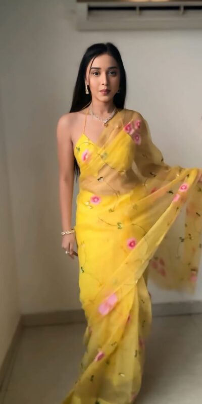 Yellow Soft Organza Silk Ready To Wear Saree | Sarees, Bollywood Sarees, Creative Sarees, Designer Sarees, Embroidered Sarees, Ethnic Saree, Modern Digital sarees, Party Wear Sarees