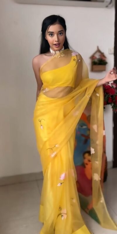 Yellow Soft Organza Silk Ready To Wear Saree | Sarees, Bollywood Sarees, Creative Sarees, Designer Sarees, Embroidered Sarees, Ethnic Saree, Modern Digital sarees, Party Wear Sarees