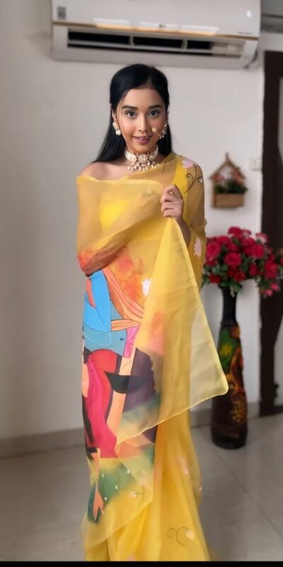 Yellow Soft Organza Silk Ready To Wear Saree | Sarees, Bollywood Sarees, Creative Sarees, Designer Sarees, Embroidered Sarees, Ethnic Saree, Modern Digital sarees, Party Wear Sarees