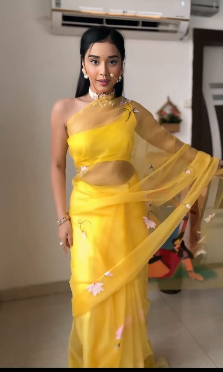 Yellow Soft Organza Silk Ready To Wear Saree | Sarees, Bollywood Sarees, Creative Sarees, Designer Sarees, Embroidered Sarees, Ethnic Saree, Modern Digital sarees, Party Wear Sarees