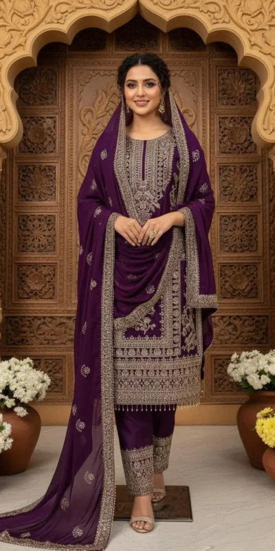 ZD 10020 Wine Chinon Silk Salwar Suit Perfect for Wedding, Party, Ganesh Chaturthi, Baby Shower, Makar Sankranti – . Affordable Price ₹1999. | Jump Suits, Salwar suit, Casual Suits, Creative suits, Designer Suits, Palazzo Suits, Party Wear Suits, Patiala Suits, Straight Suits