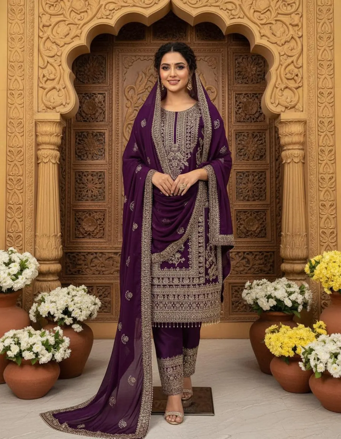 ZD 10020 Wine Chinon Silk Salwar Suit Perfect for Wedding, Party, Ganesh Chaturthi, Baby Shower, Makar Sankranti – . Affordable Price ₹1999. | Jump Suits, Salwar suit, Casual Suits, Creative suits, Designer Suits, Palazzo Suits, Party Wear Suits, Patiala Suits, Straight Suits