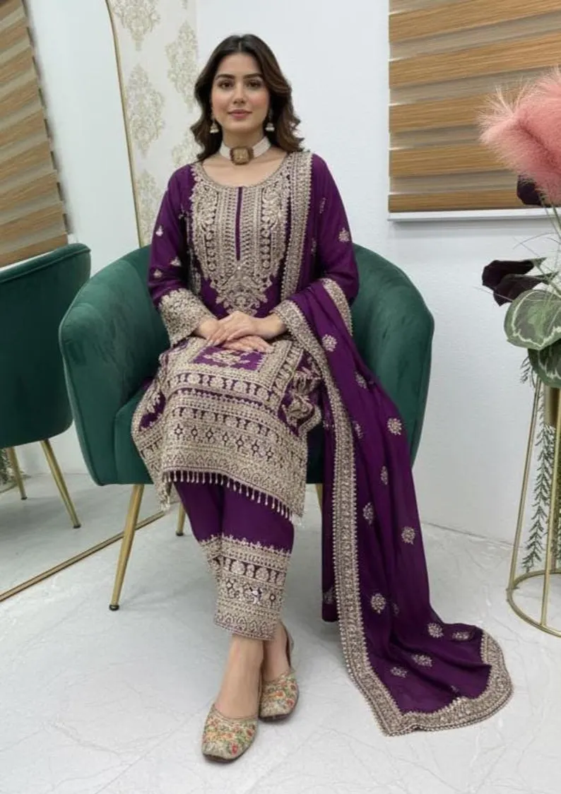 ZD 10020 Wine Chinon Silk Salwar Suit Perfect for Wedding, Party, Ganesh Chaturthi, Baby Shower, Makar Sankranti – . Affordable Price ₹1999. | Jump Suits, Salwar suit, Casual Suits, Creative suits, Designer Suits, Palazzo Suits, Party Wear Suits, Patiala Suits, Straight Suits
