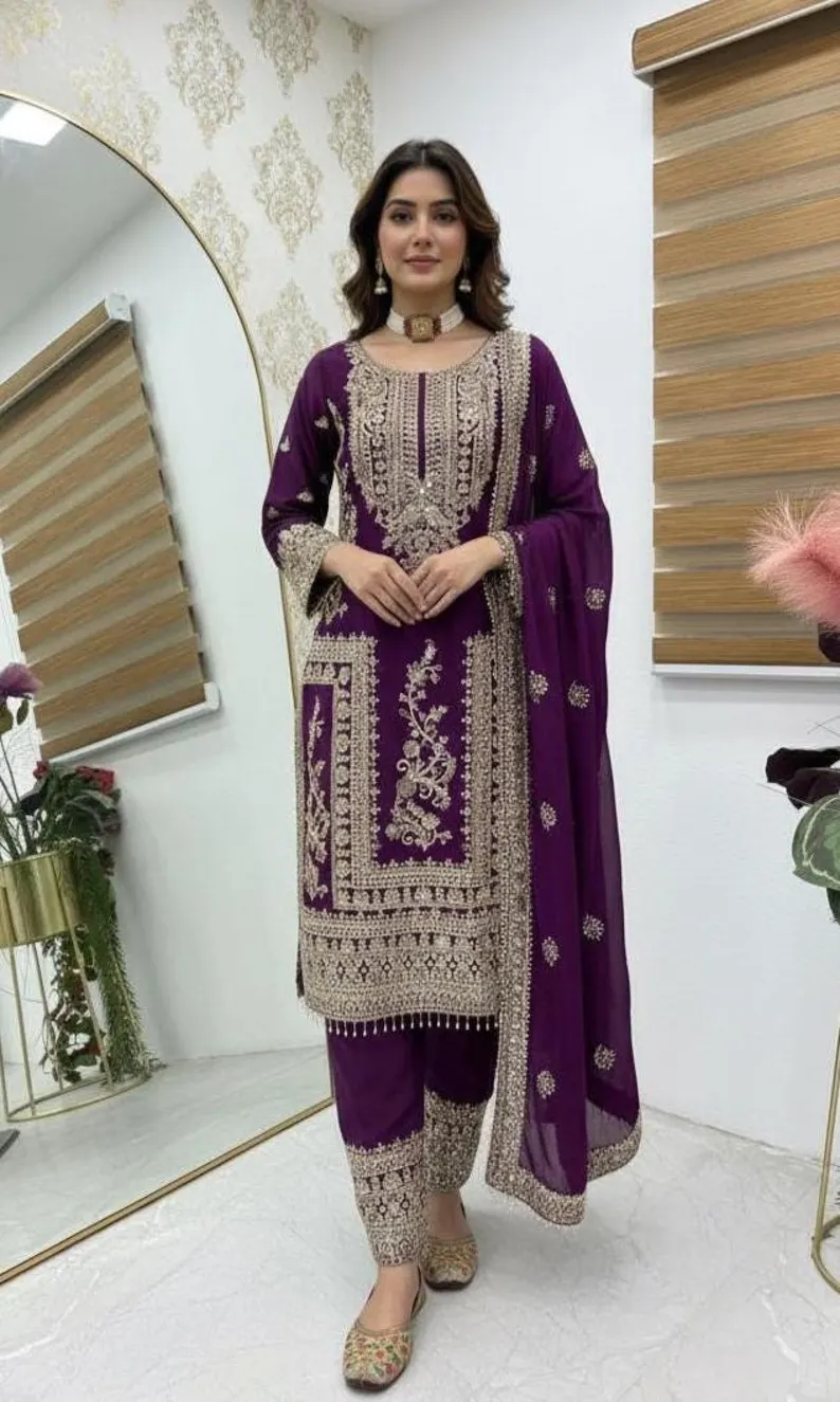ZD 10020 Wine Chinon Silk Salwar Suit Perfect for Wedding, Party, Ganesh Chaturthi, Baby Shower, Makar Sankranti – . Affordable Price ₹1999. | Jump Suits, Salwar suit, Casual Suits, Creative suits, Designer Suits, Palazzo Suits, Party Wear Suits, Patiala Suits, Straight Suits