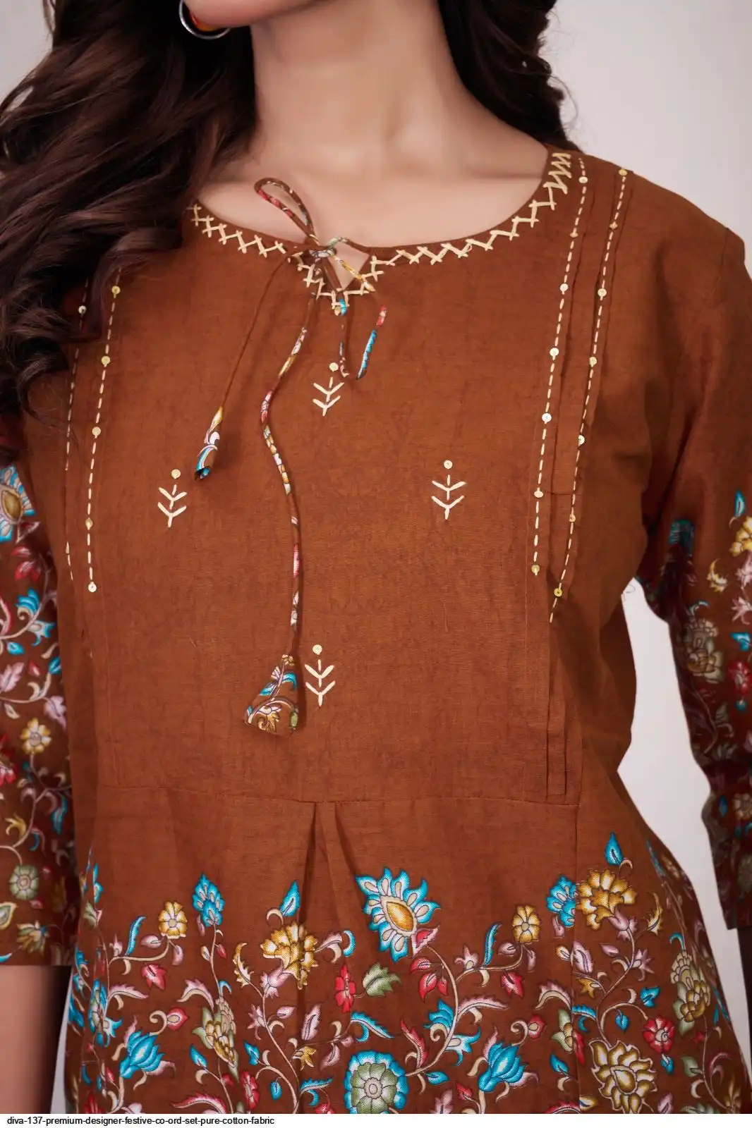 DIVA 137 Brown Pure Cotton Kantha work Elegant Kurti with Designer Work. Price 1749 - Delivery 4-6 Working Days. Shop now. | Kurti, Bollywood Kurti, Creative Kurtis, Designer Kurti, Party Wear Kurti, Selfie Kurti