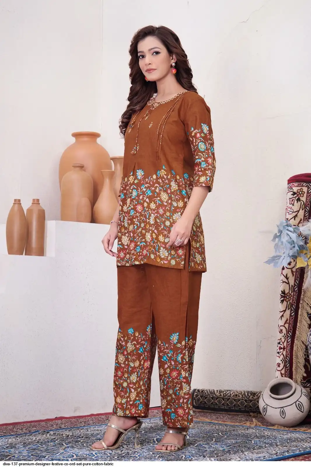 DIVA 137 Brown Pure Cotton Kantha work Elegant Kurti with Designer Work. Price 1749 - Delivery 4-6 Working Days. Shop now. | Kurti, Bollywood Kurti, Creative Kurtis, Designer Kurti, Party Wear Kurti, Selfie Kurti
