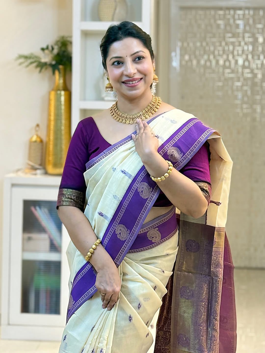 KPR 308 Cream in Soft Lichi Silk Jacquard Work Designer Work Saree . Exclusive Offer ₹1449. Delivery 4-6 Working Days. Shop now. | Sarees, Bollywood Sarees, Creative Sarees, Designer Sarees, Embroidered Sarees, Ethnic Saree, Modern Digital sarees, Party Wear Sarees