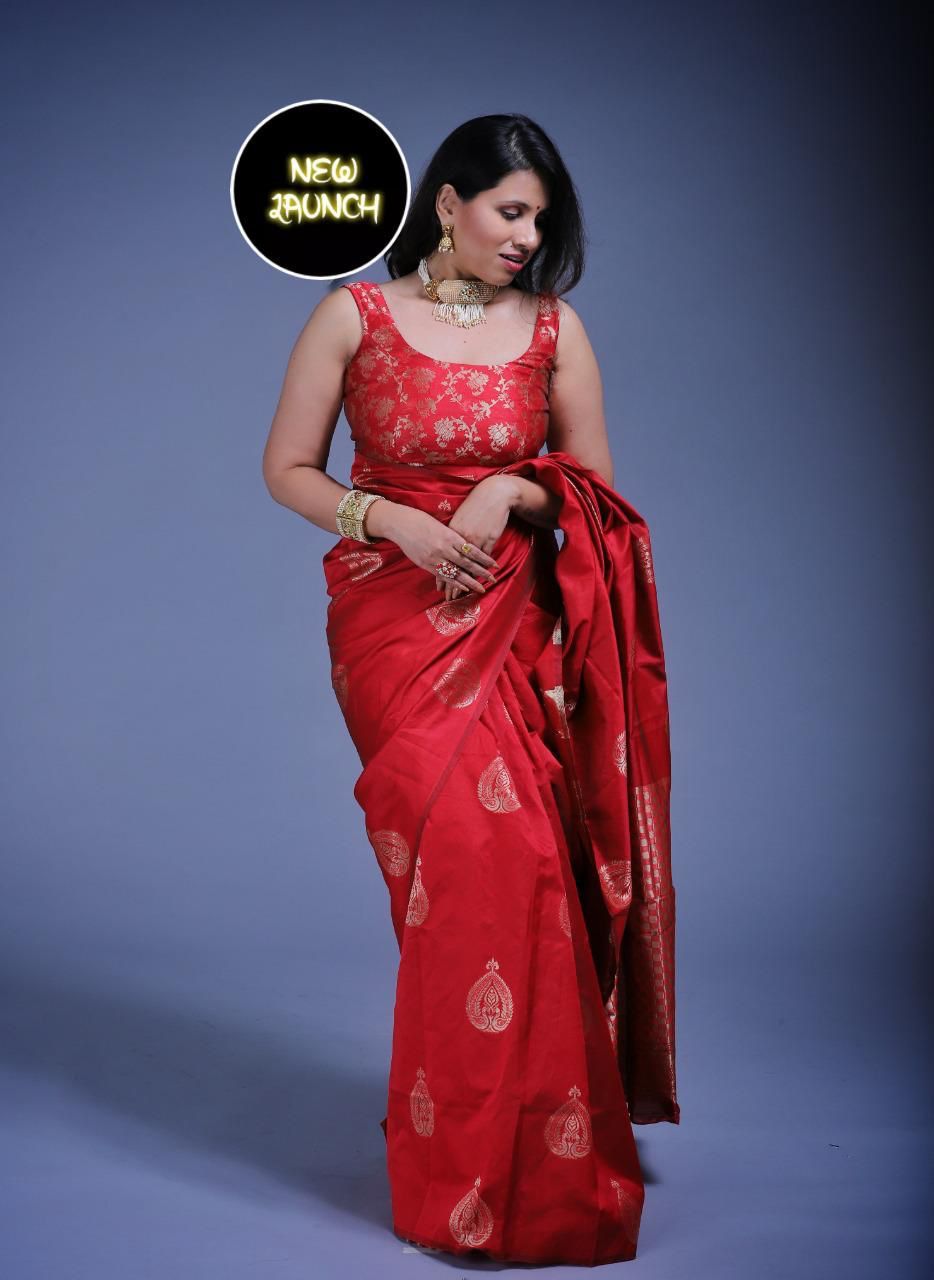KP 2072 Red Color Yellow Soft Lichi Silk Saree with Jacquard Work. Best Price ₹1299. Delivery 4-6 Working Days. Shop now. | Sarees, Bollywood Sarees, Creative Sarees, Designer Sarees, Embroidered Sarees, Ethnic Saree, Modern Digital sarees, Party Wear Sarees
