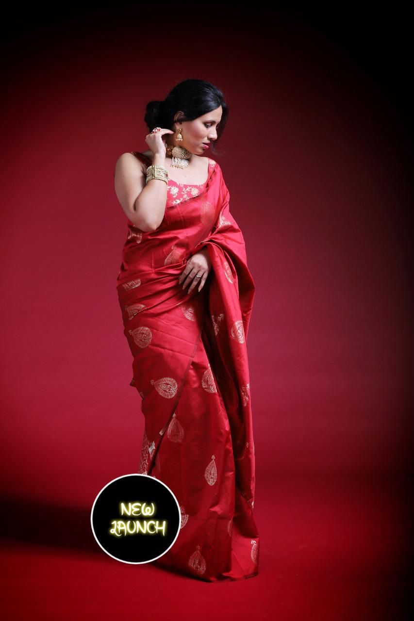 KP 2072 Red Color Yellow Soft Lichi Silk Saree with Jacquard Work. Best Price ₹1299. Delivery 4-6 Working Days. Shop now. | Sarees, Bollywood Sarees, Creative Sarees, Designer Sarees, Embroidered Sarees, Ethnic Saree, Modern Digital sarees, Party Wear Sarees