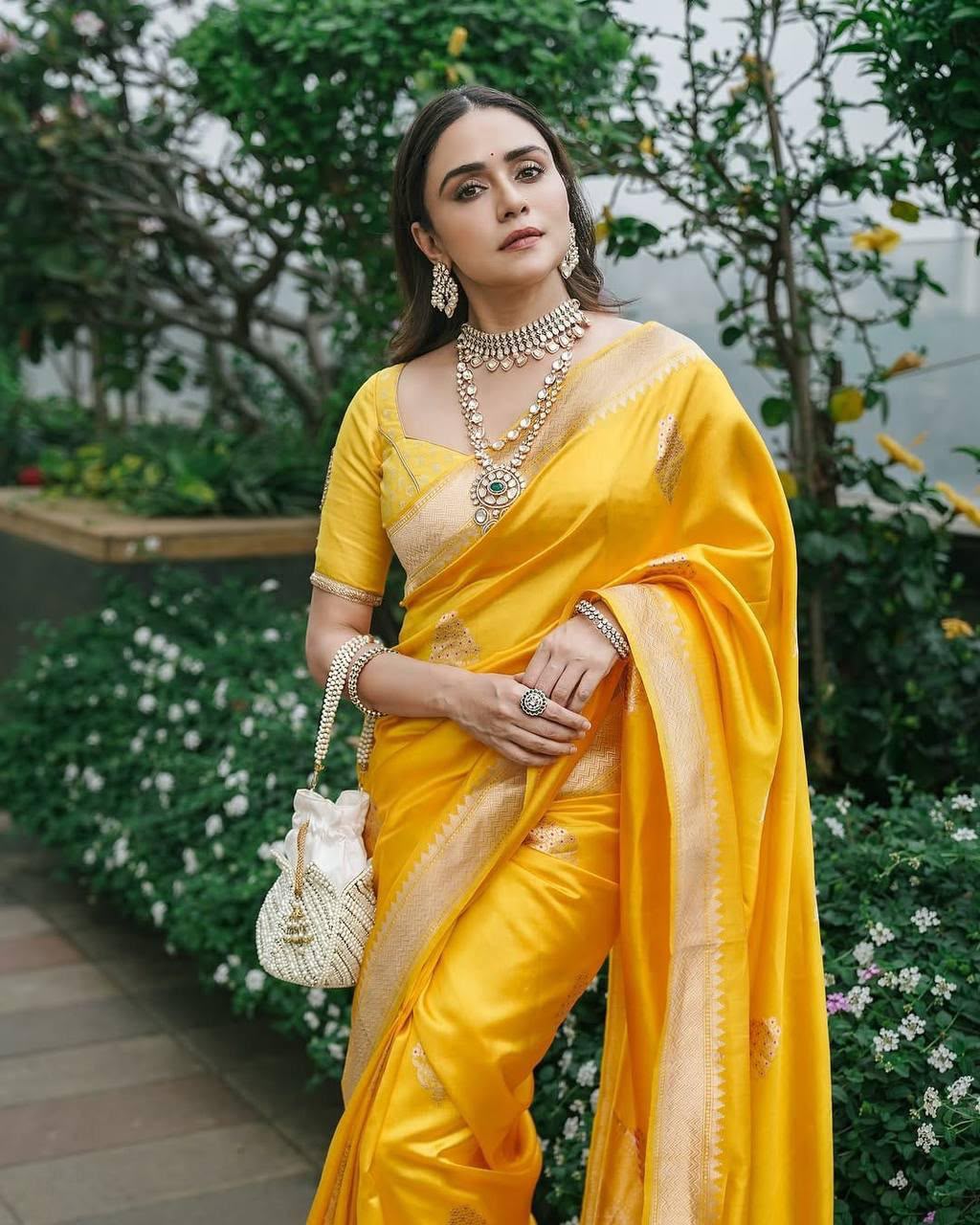 KPR 253 Yellow Color Yellow Soft Lichi Silk Saree with Jacquard Work. Best Price ₹1349. Delivery 4-6 Working Days. Shop now. | Sarees, Bollywood Sarees, Creative Sarees, Designer Sarees, Embroidered Sarees, Ethnic Saree, Modern Digital sarees, Party Wear Sarees